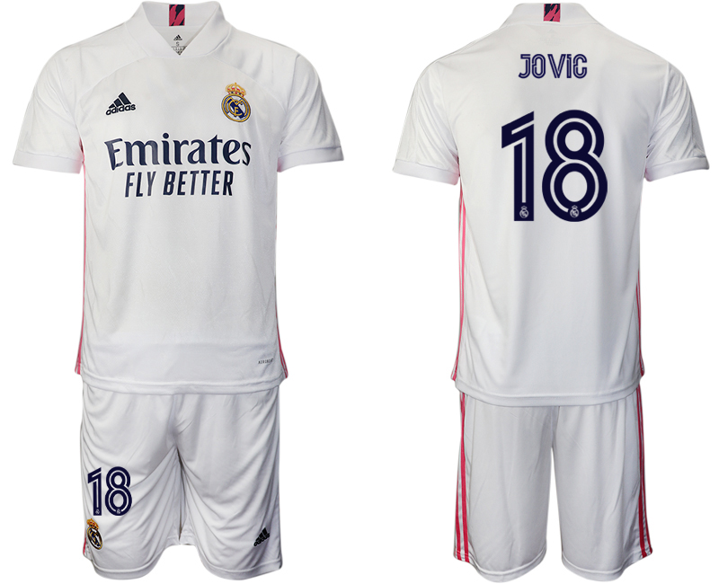 Men 2020-2021 club Real Madrid home #18 white Soccer Jerseys